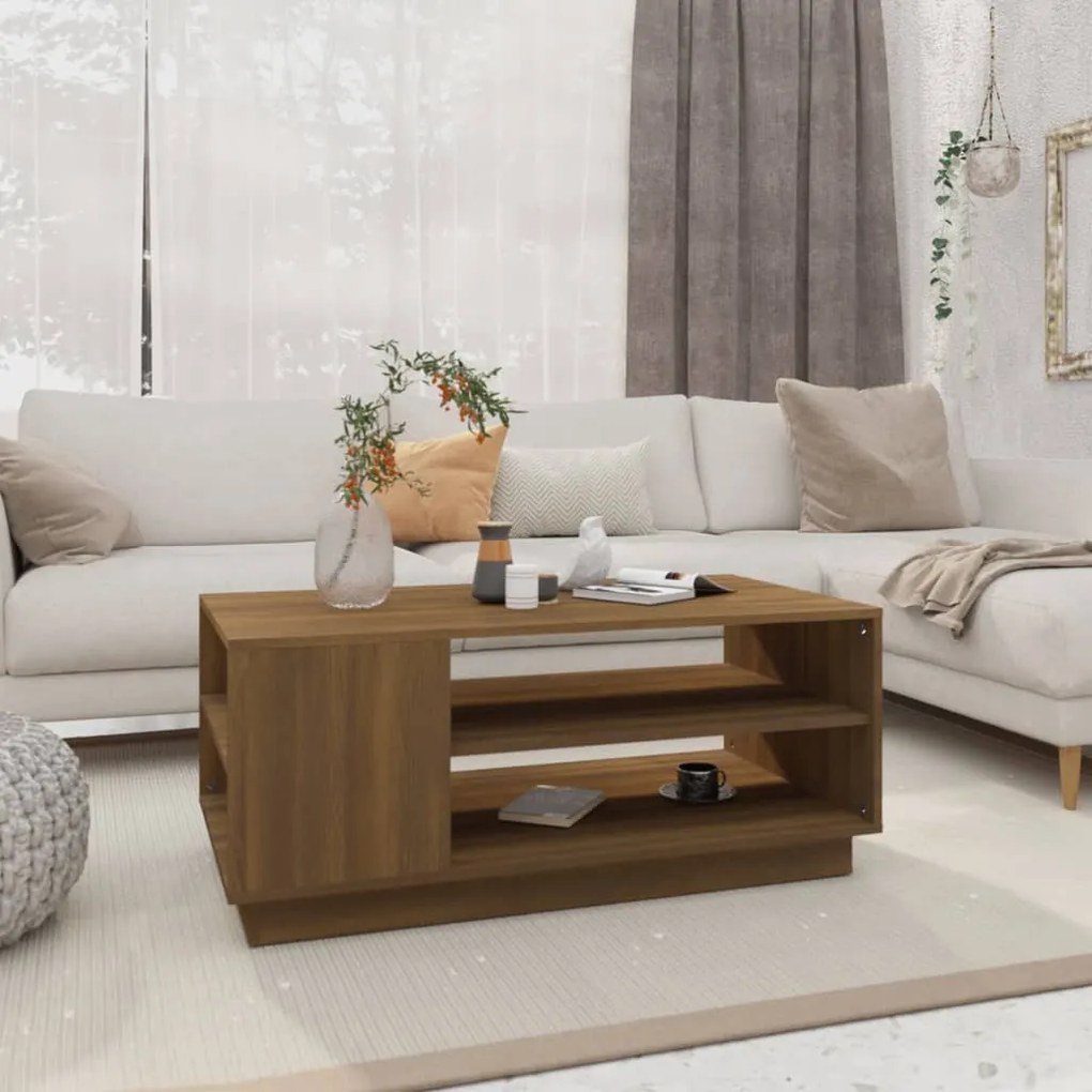 Mesa centro 102x55x43 cm derivados de madeira carvalho castanho