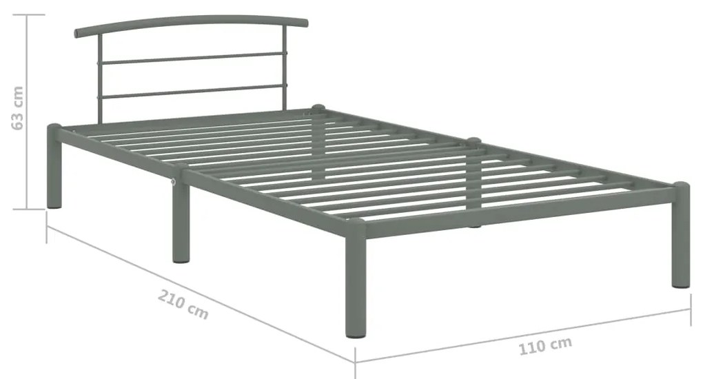 Estrutura de cama 100x200 cm metal cinzento