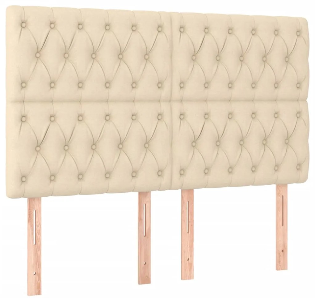 Estrutura de cama sem colchão 140x190 cm tecido cor creme