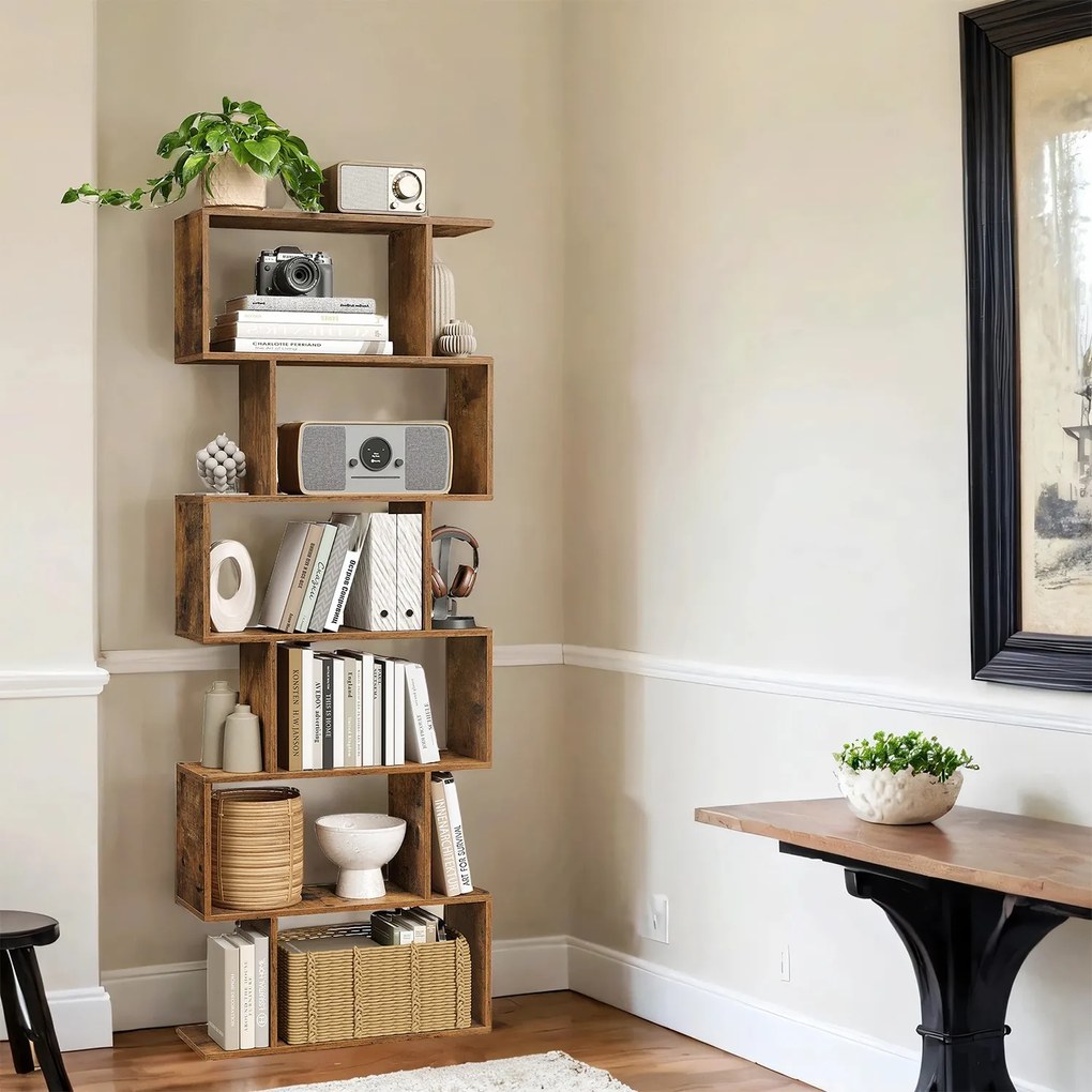 Estantes de livros, Estante de 6 prateleiras Divisora de ambientes 24 x 70 x 190,5 cm Castanho rústico