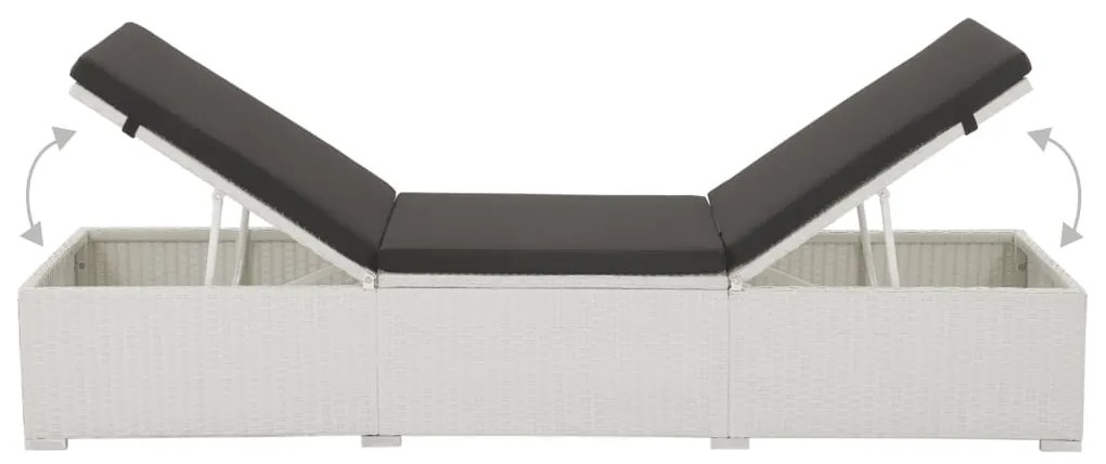 Espreguiçadeira com almofadão preto vime PE branco