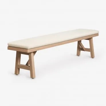 Banco 190 Cm Em Madeira De Acácia Dubai Castanho Acácia Rústico & Tecido Gardénia Branco - Sklum