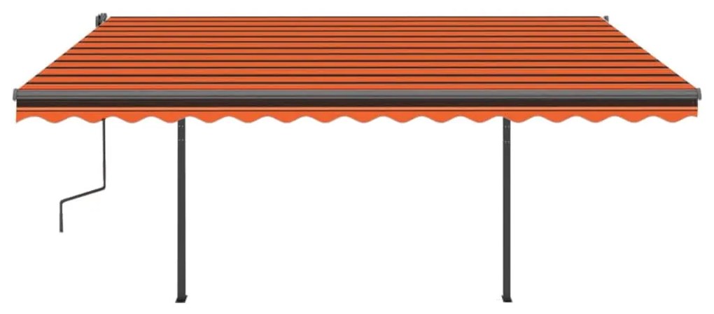 Toldo retrátil manual com postes 4x3 m laranja e castanho