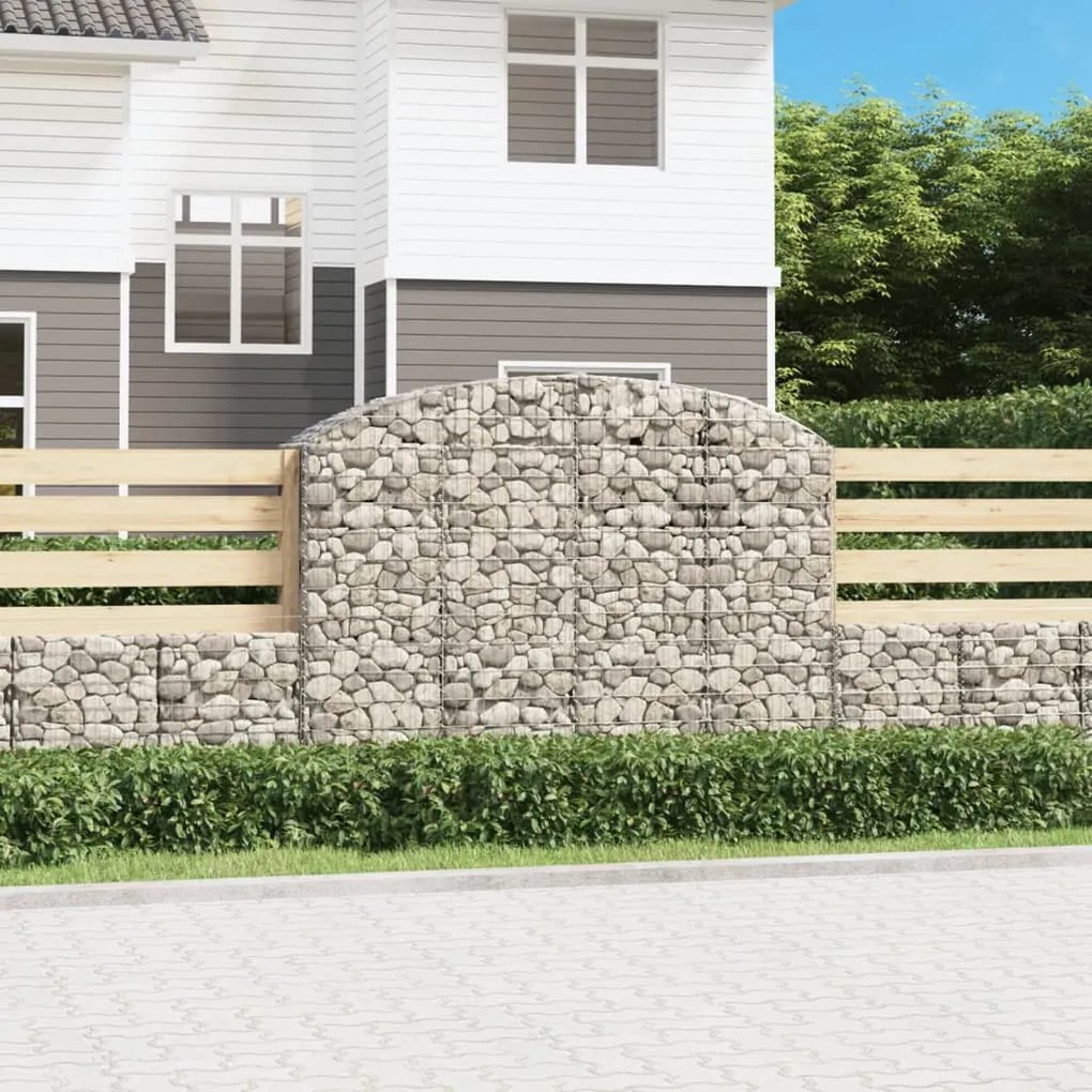 vidaXL Cesto gabião arqueado 200x50x140/160 cm ferro galvanizado