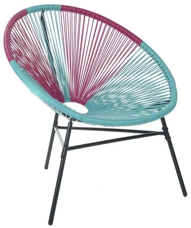 Conjunto de 2 cadeiras de jardim em rattan rosa e azul ACAPULCO Beliani