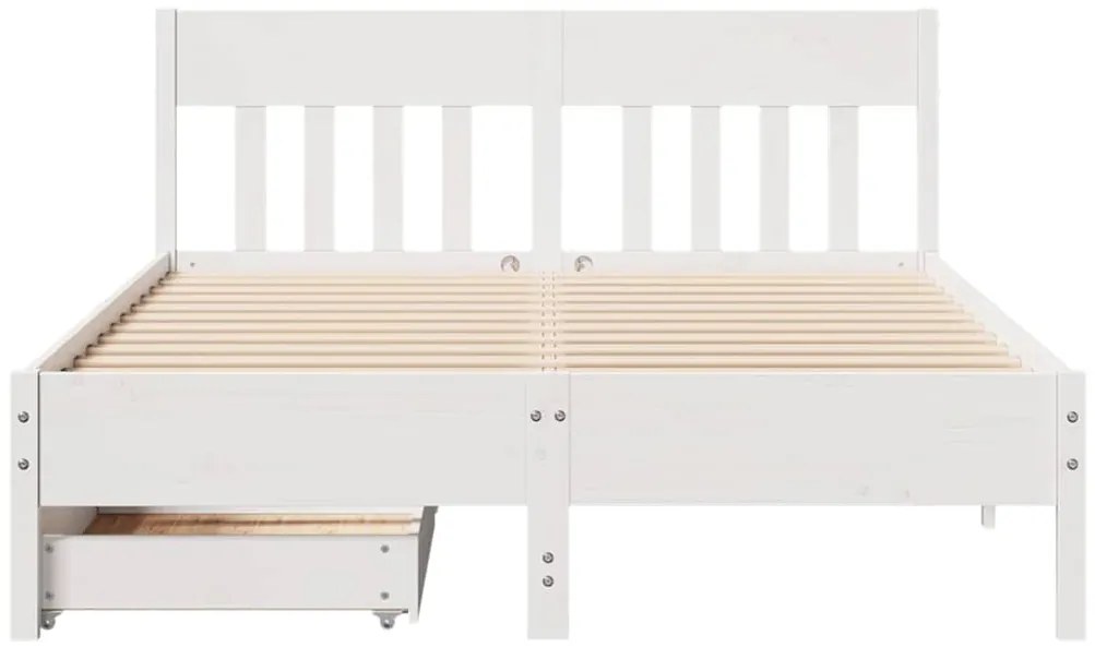 Cama sem colchão 160x200 cm madeira de pinho maciça branco