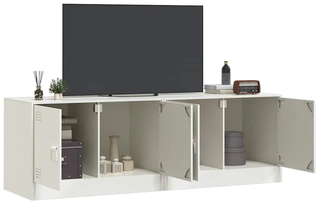 Móveis de TV 2 pcs 67x39x44 cm aço branco