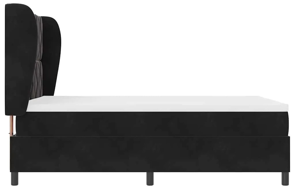 Cama Box com Colchão Preto 140x200 cm em Veludo