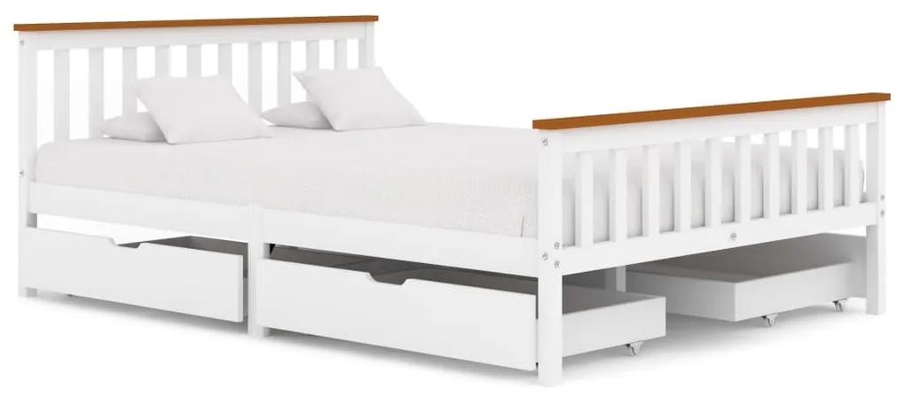 Estrutura de cama com 4 gavetas 140x200 cm pinho maciço branco