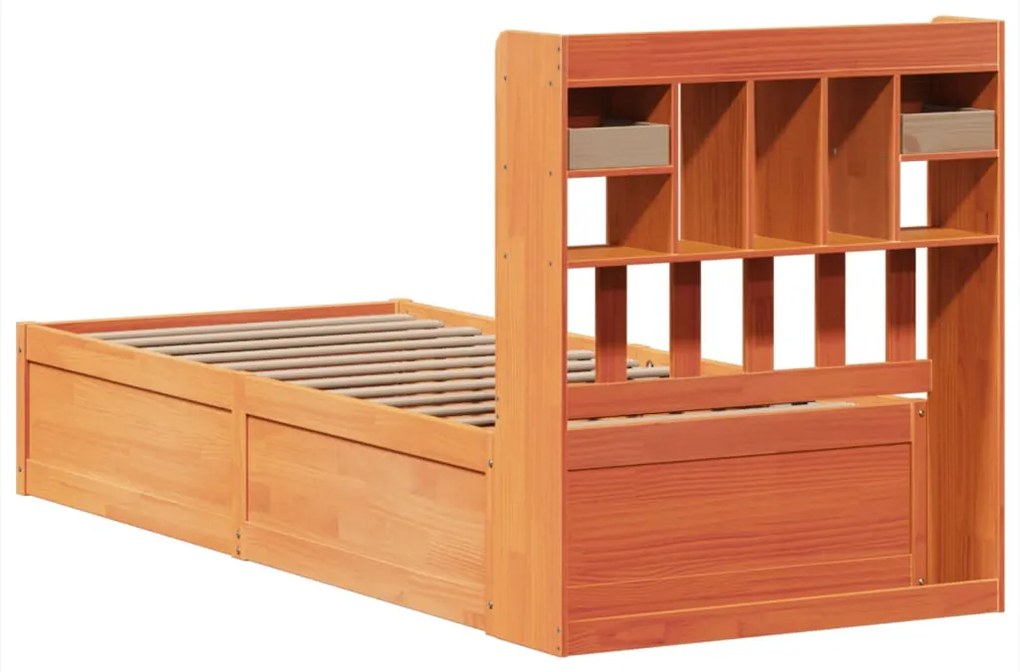 Cama sem colchão 90x200 cm pinho maciço castanho-mel