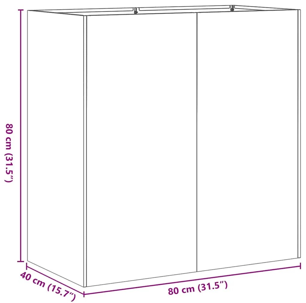 Floreira enferrujada 80x40x80 cm aço resistente