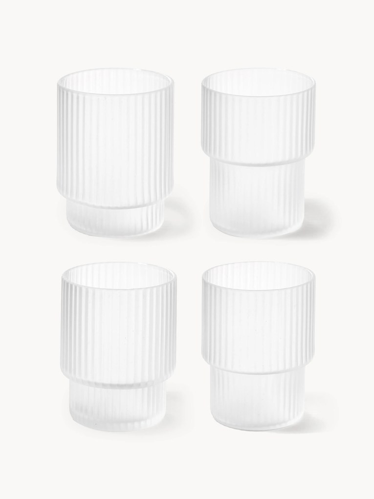 Copos artesanais com padrão em relevo Ripple, 200 ml, conjunto de 4