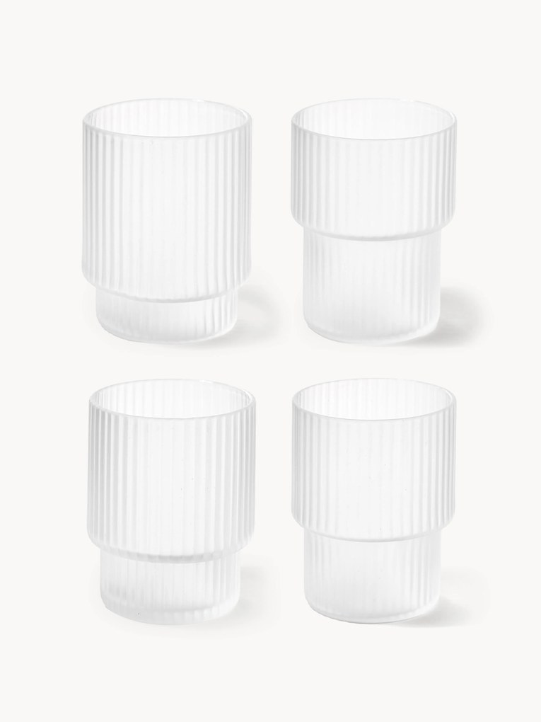 Copos artesanais com relevo canelado Ripple, 4 uni.