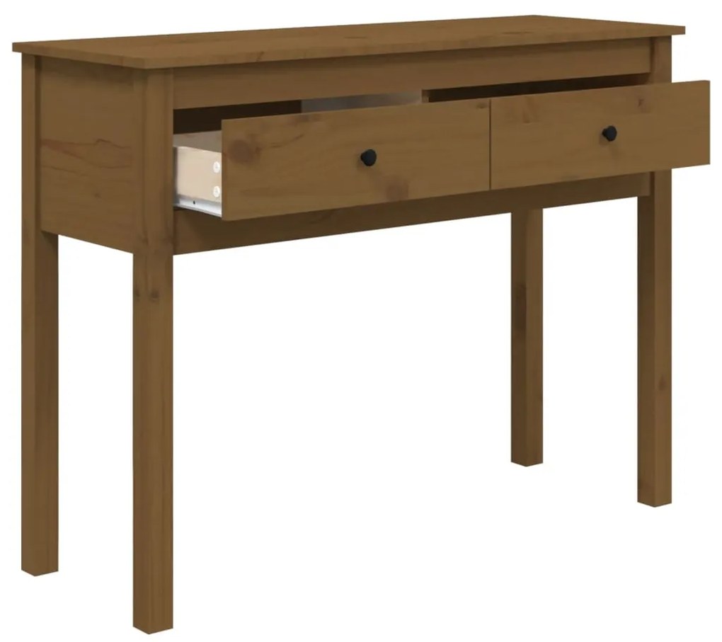 Mesa consola 100x35x75 cm madeira de pinho maciça castanho mel