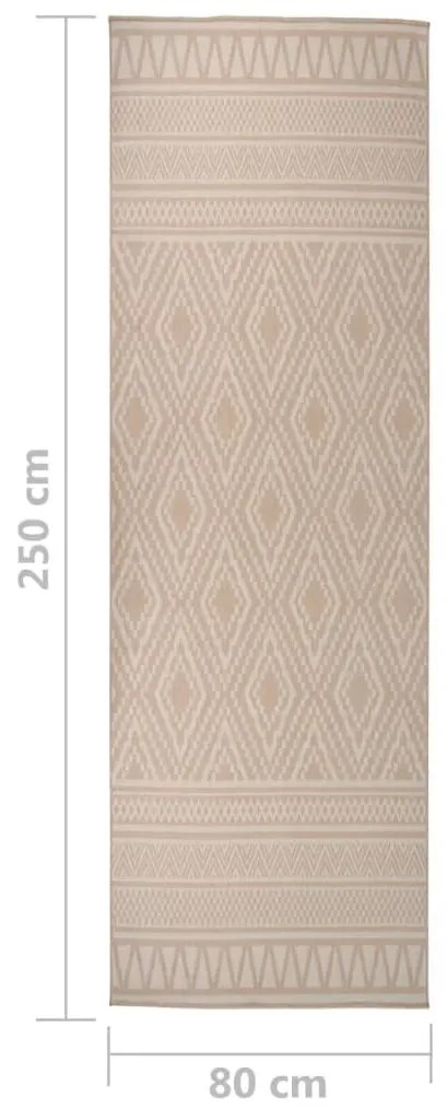 Tapete de tecido plano para exterior 80x250 cm riscas castanhas