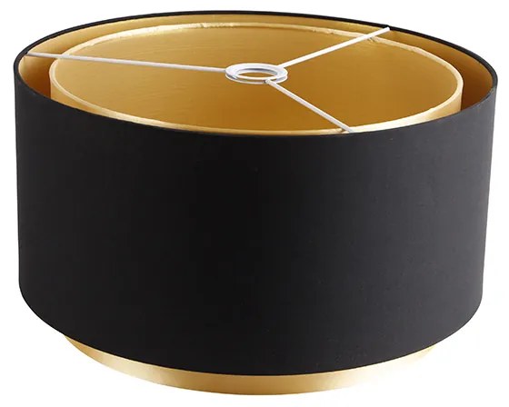 Abajur de tecido preto 40/47/26 com interior dourado