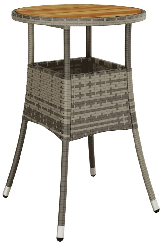 3 pcs conjunto bistrô de jardim c/ almofadões vime PE cinza
