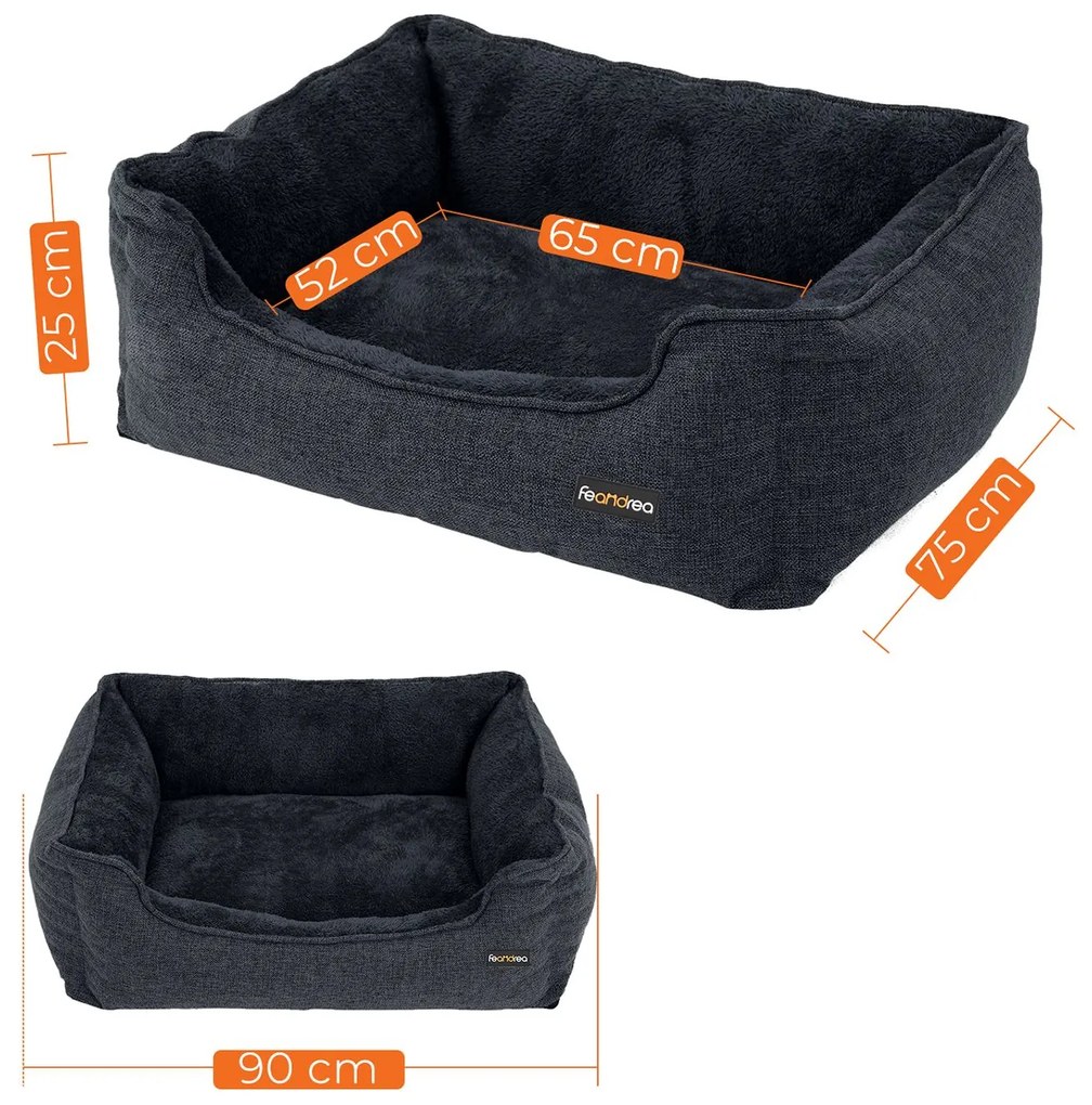 Cama de cão para cães de tamanho médio 90 x 75 x 25 cm cinzento escuro