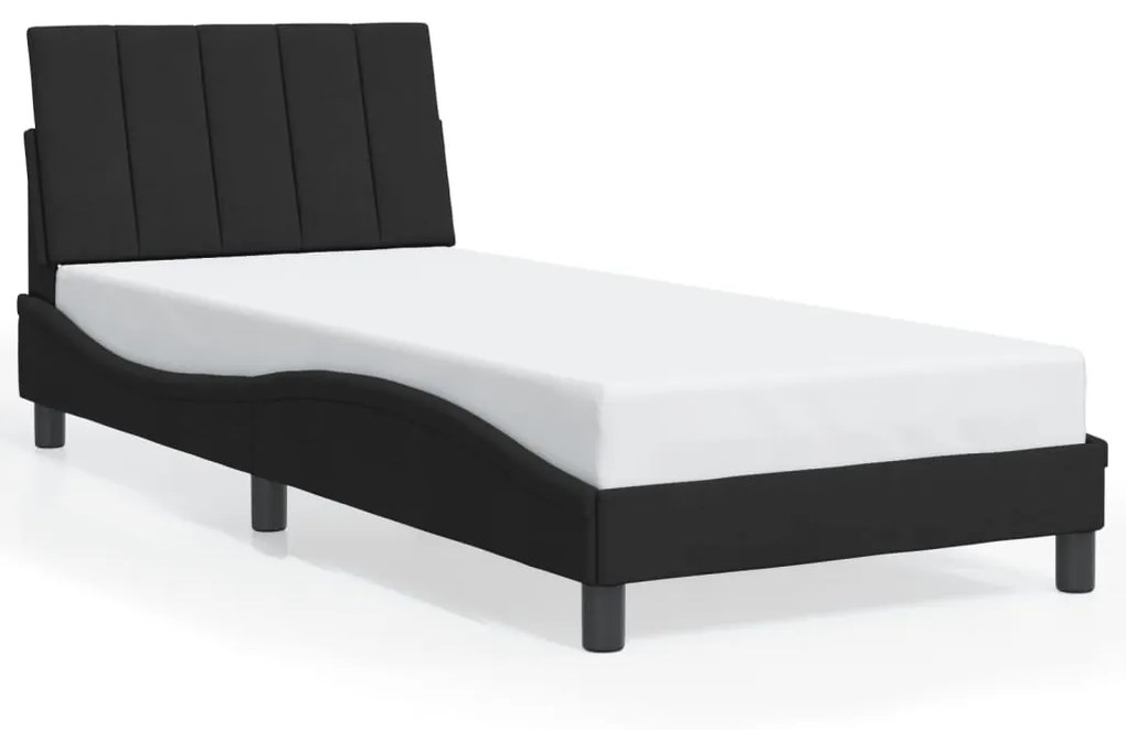 Estrutura de cama c/ luz LED 90x190 cm veludo preto