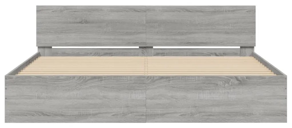 Estrutura cama com cabeceira 180x200 cm cinzento sonoma