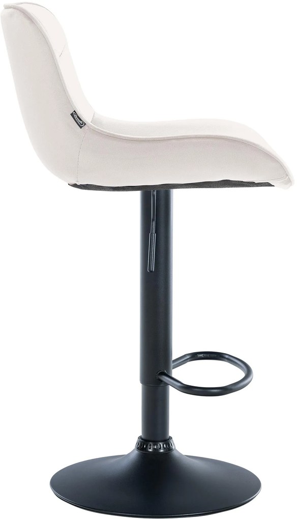 Banco alto em veludo com estrutura preta 85-106 x 49 x 51 cm cor creme
