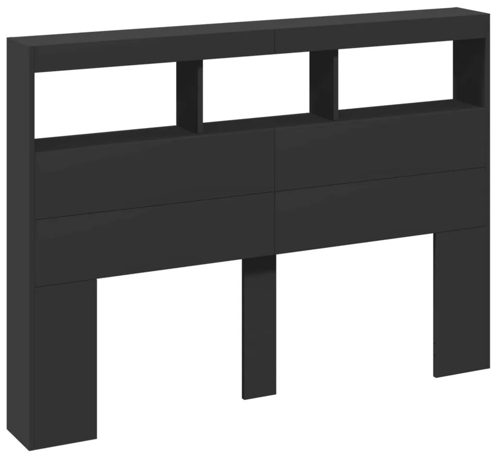 Armário de cabeceira com luzes LED 140x17x102 cm preto