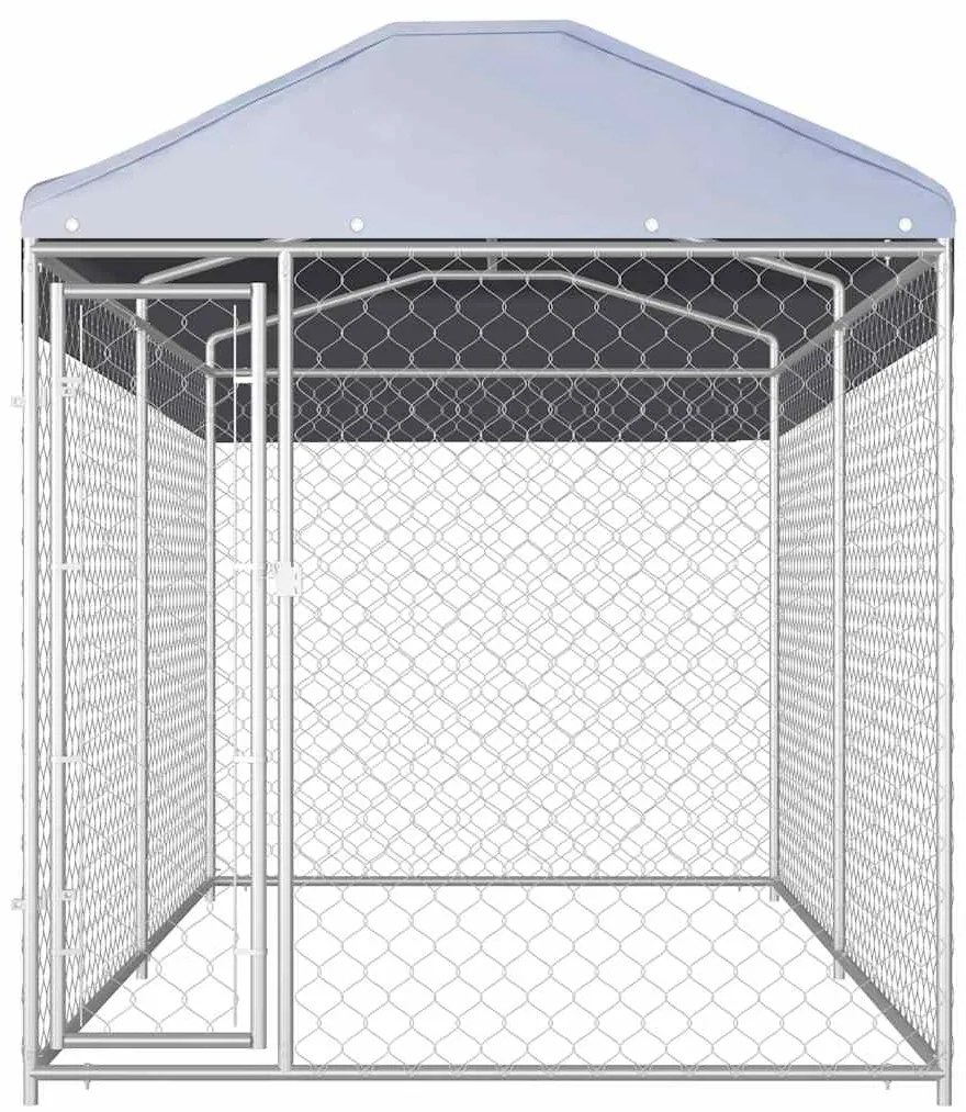 Canil de exterior com toldo 382x192x225 cm