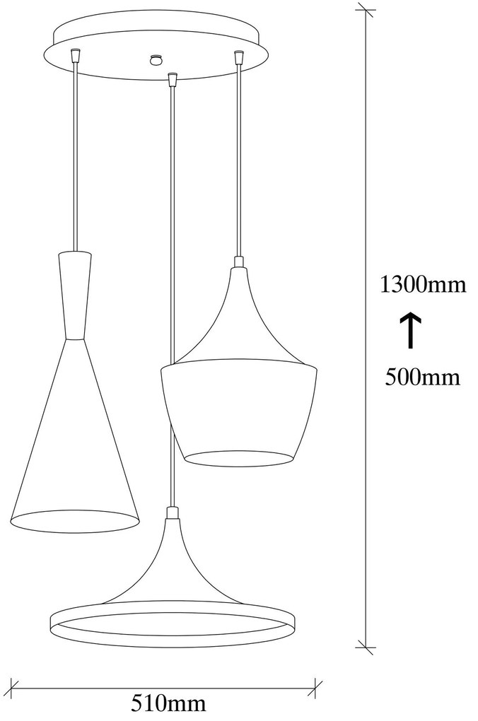 Chandelier Elmas – Preto e Ouro – Diâmetro 51 cm x Altura 130 cm