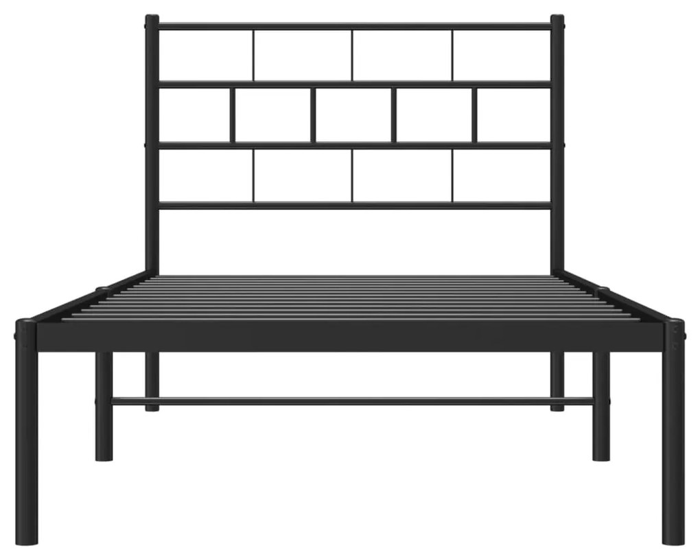 Estrutura de cama com cabeceira 90x190 cm metal preto