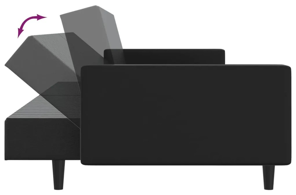 Sofá-cama de 2 lugares couro artificial preto