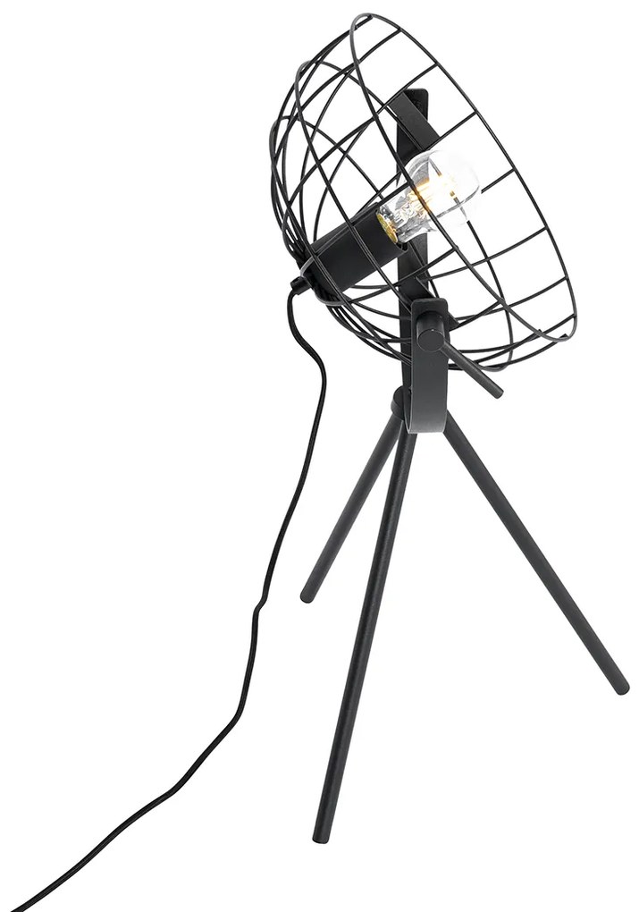 Candeeiro de mesa industrial tripé preto ajustável - Hanze