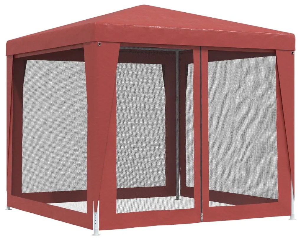 Tenda festas c/ 4 paredes laterais rede 2,5x2,5m PEAD vermelho