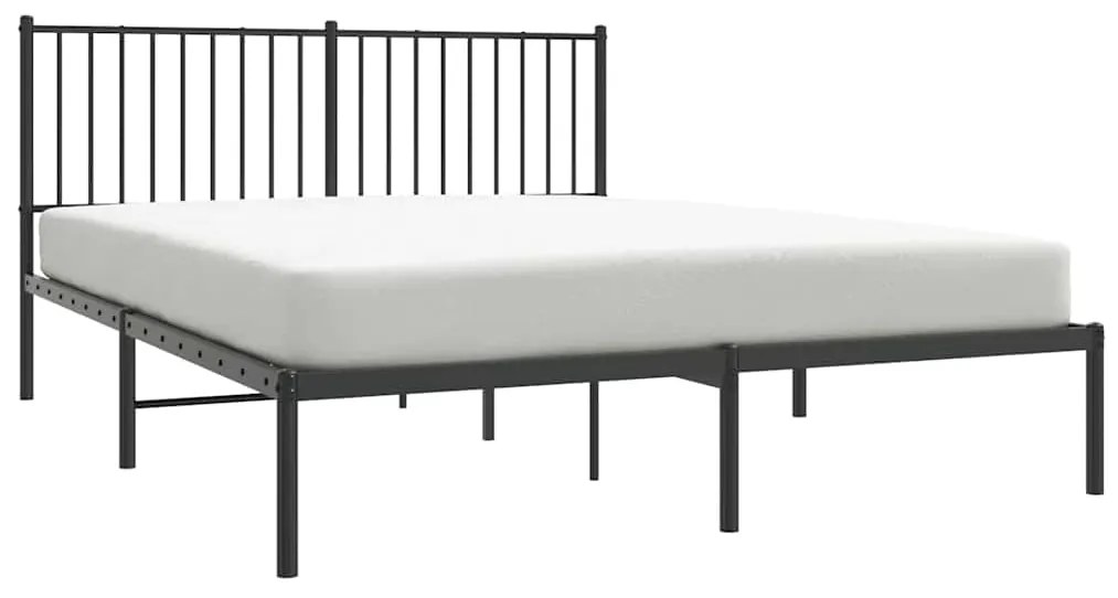 Estrutura de cama em metal com cabeceira 150x200 cm preto