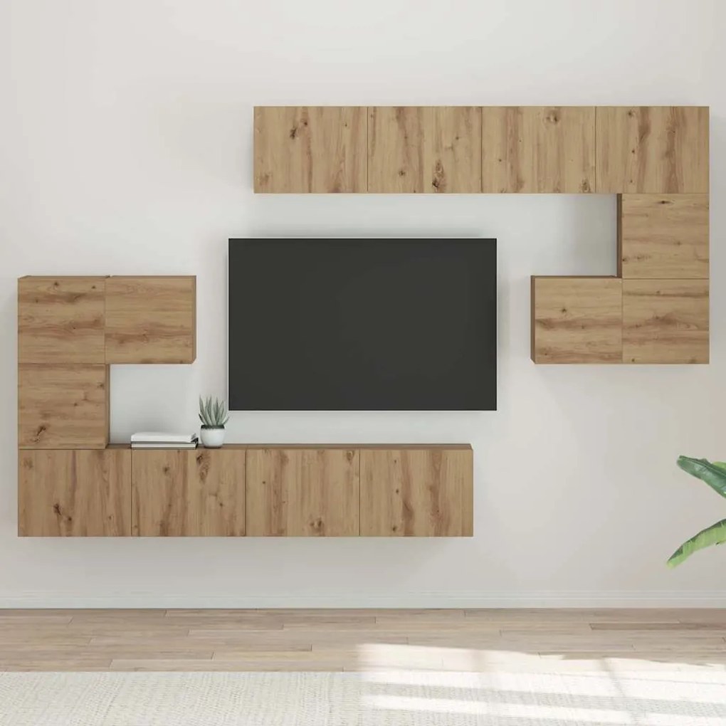 vidaXL Unidades de TV 4 pcs Carvalho Artesanal Madeira processada