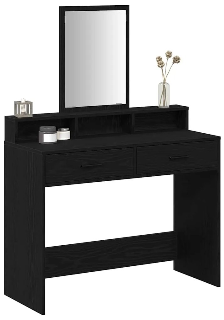 Mesa de Maquiagem vidaXL com Gavetas em Madeira de Carvalho Preto 100x