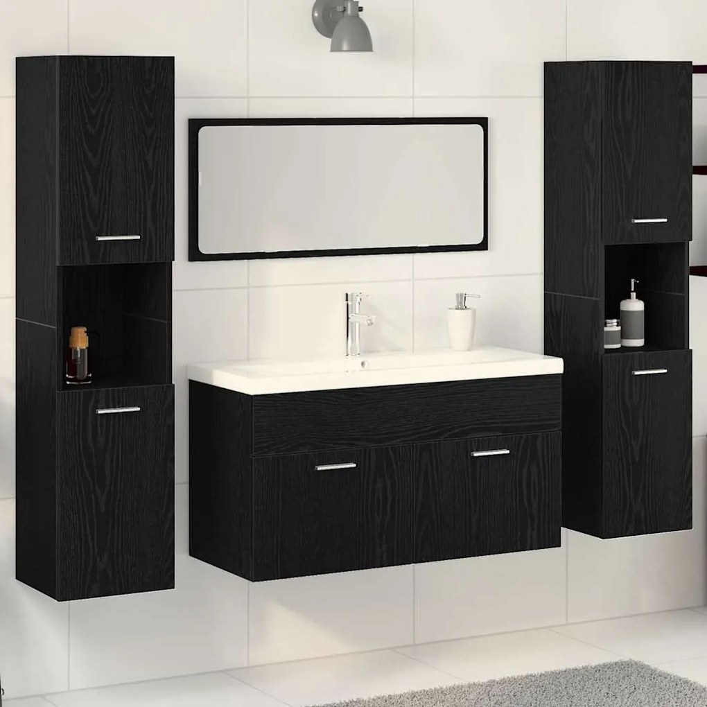 vidaXL Conjunto de Móveis para Banheiro com porta 5 pcs Carvalho Preto