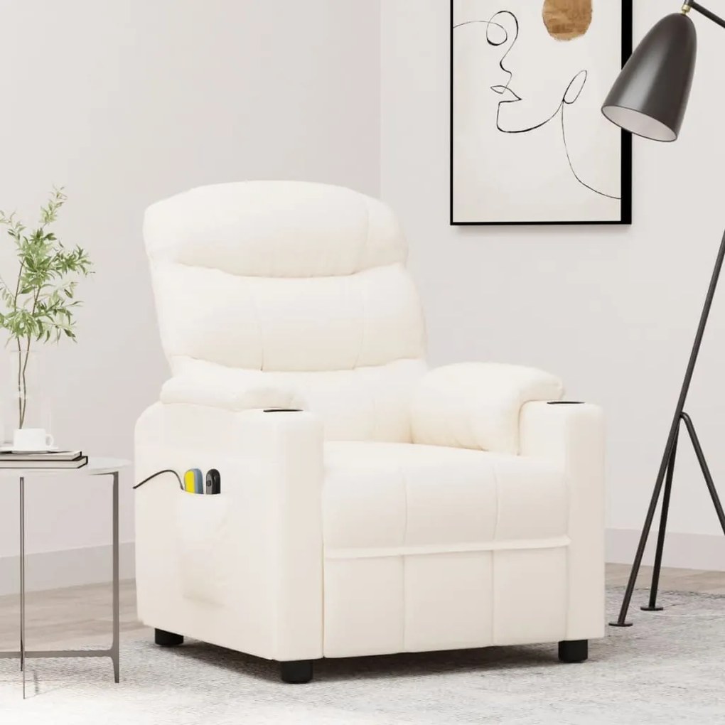 vidaXL Poltrona de massagens elétrica couro artificial cor creme
