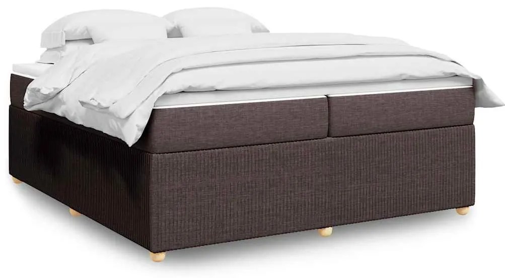 Cama com molas/colchão 200x200 cm tecido castanho-escuro