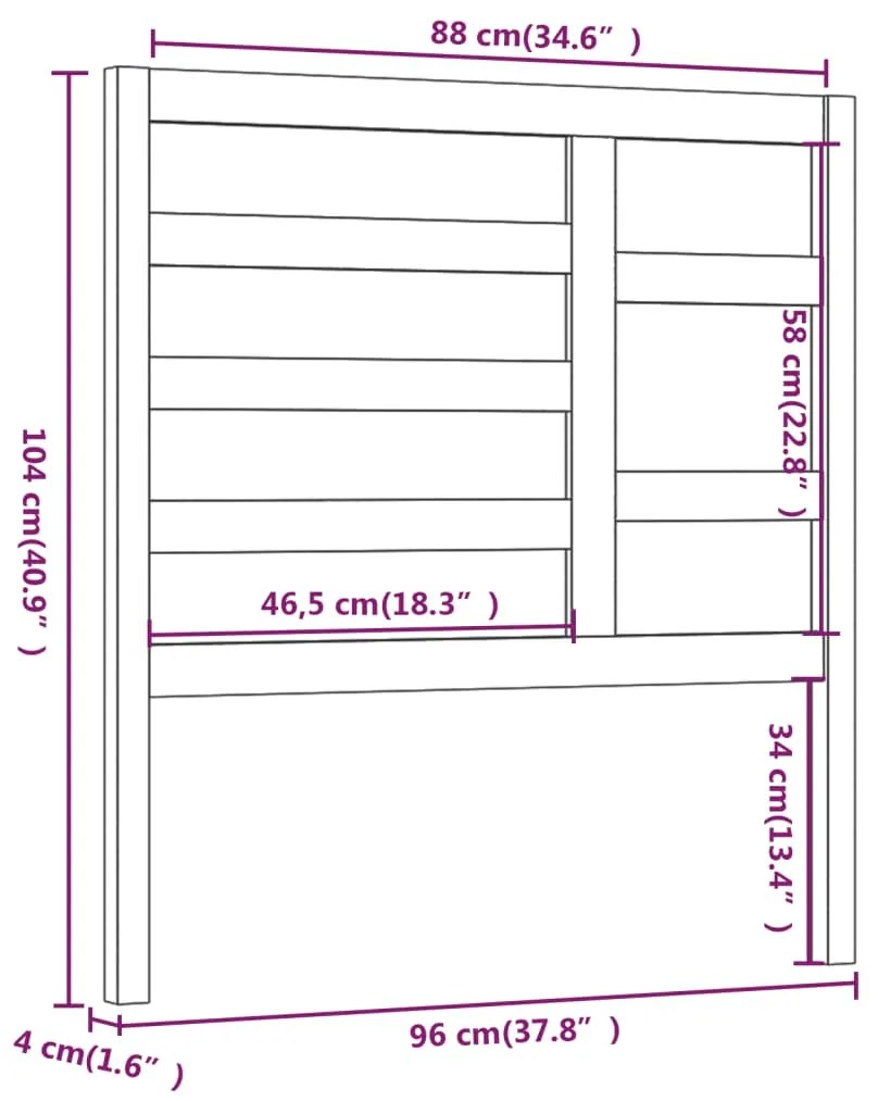 Cabeceira de cama 96x4x104 cm pinho maciço cinzento