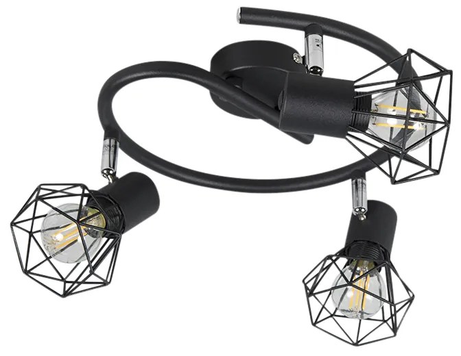 Projetores Art Deco preto ajustável 3 luzes - Mosh