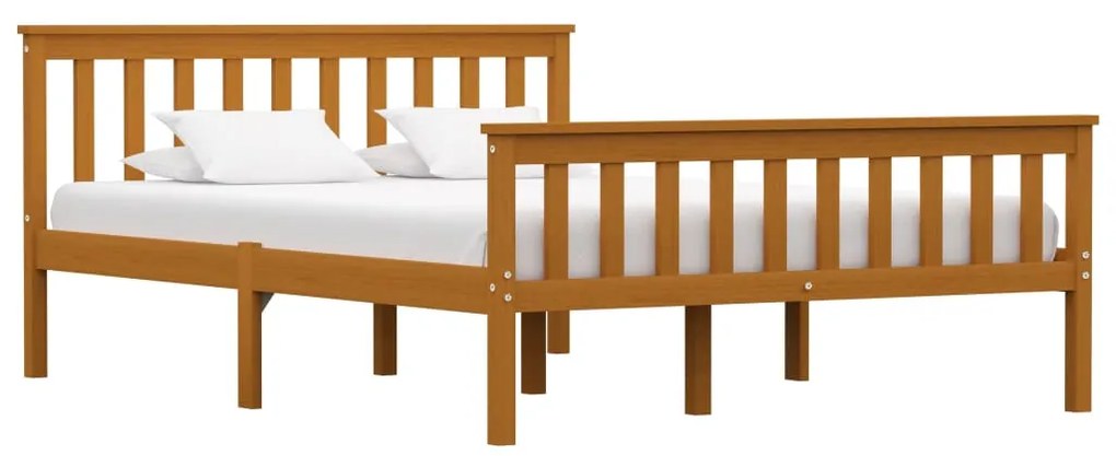 vidaXL Estrutura de cama 140x200 cm pinho maciço castanho mel