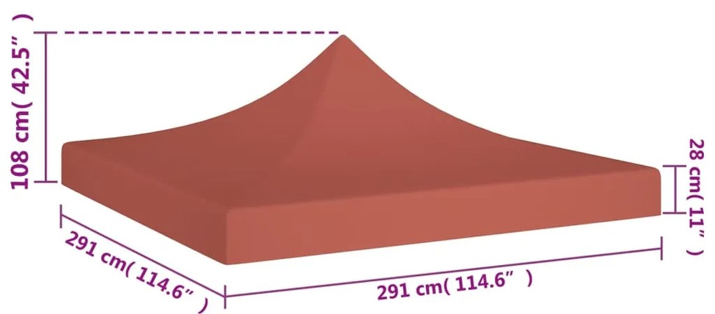 Teto para tenda de festas 3x3 m 270 g/m² terracota