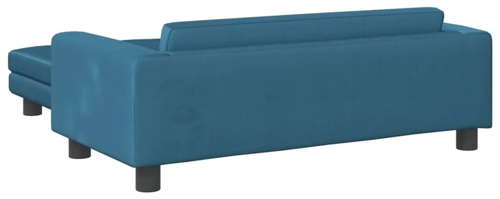 Sofá infantil com apoio de pés 100x50x30 cm veludo azul