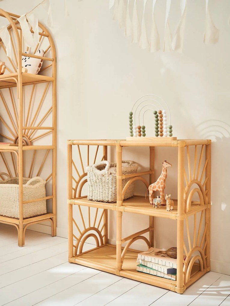 Móvel de 4 compartimentos, em rattan, tema Sol madeira