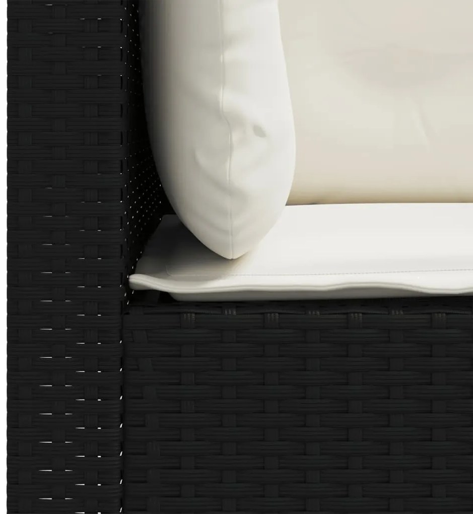Sofás de canto p/ jardim c/ almofadões 2 pcs vime PE preto