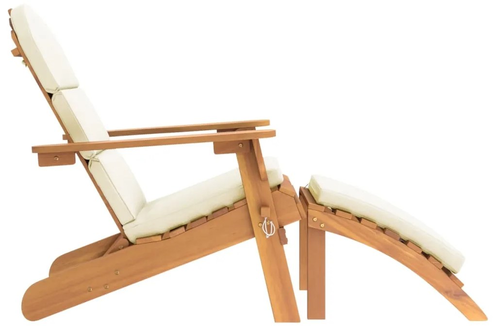 Cadeira de jardim Adirondack com apoio de pés acácia maciça