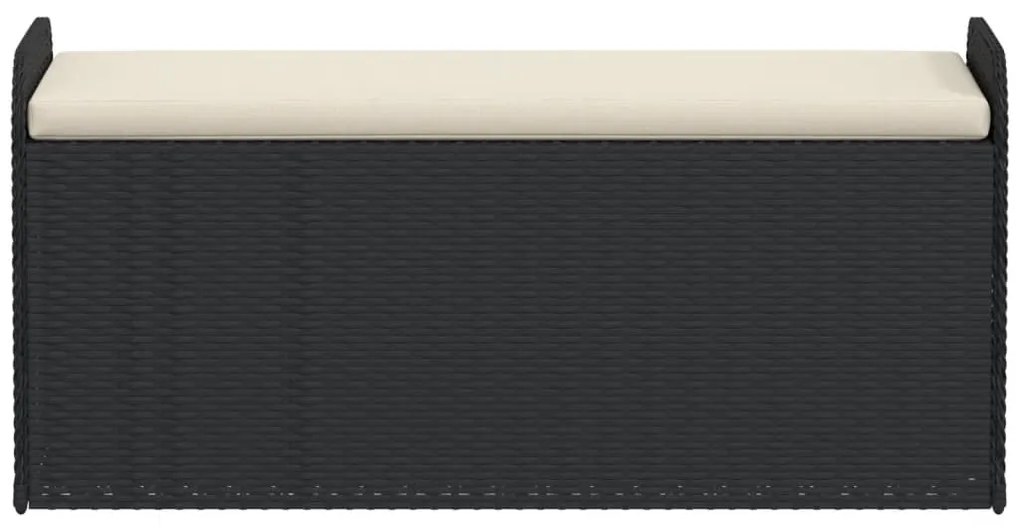Banco de arrumação com almofadão 115x51x52 cm vime PE preto