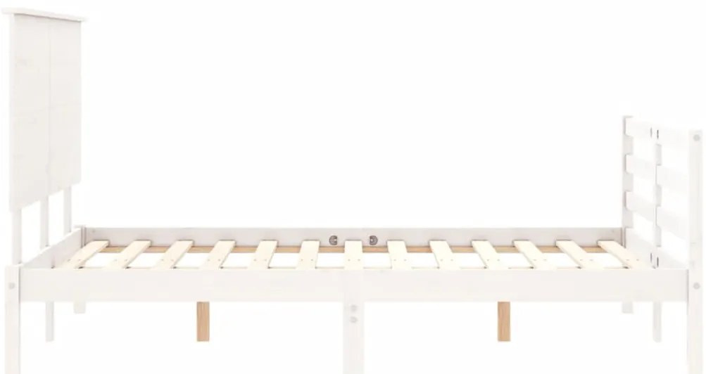 Estrutura de cama com cabeceira 140x200cm madeira maciça branco