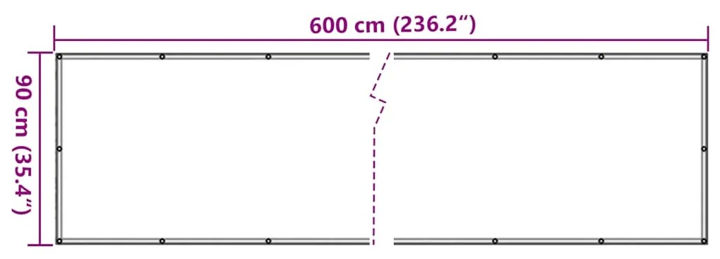 Tela de privacidade para varanda 600x90 cm PVC branco