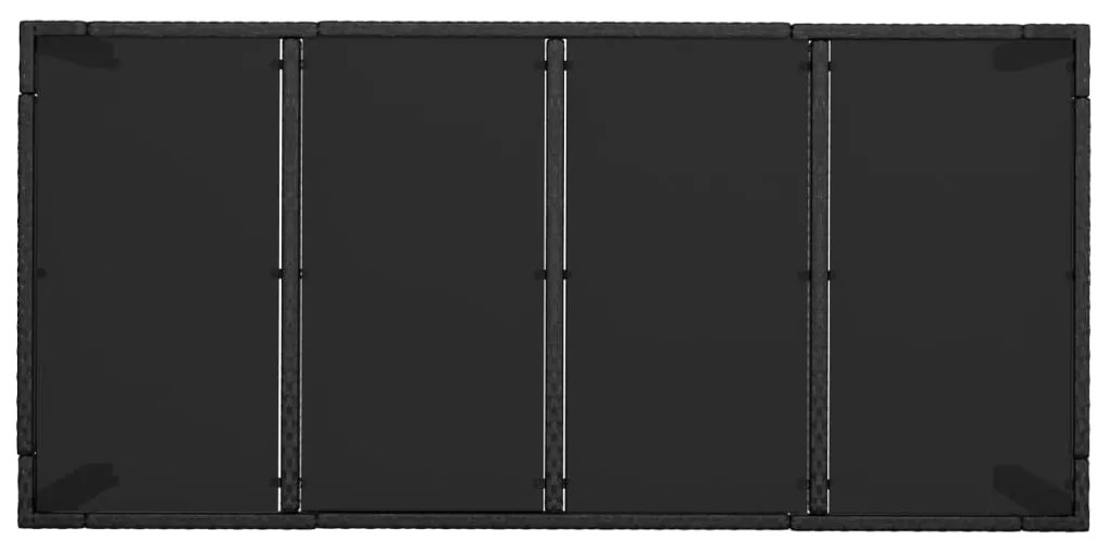 9 pcs conjunto de jantar p/ jardim c/ almofadões vime PE preto